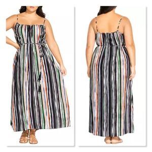 🌞 CITY CHIC 🌞 Jungle Stripe Maxi Sundress - [Size 16]